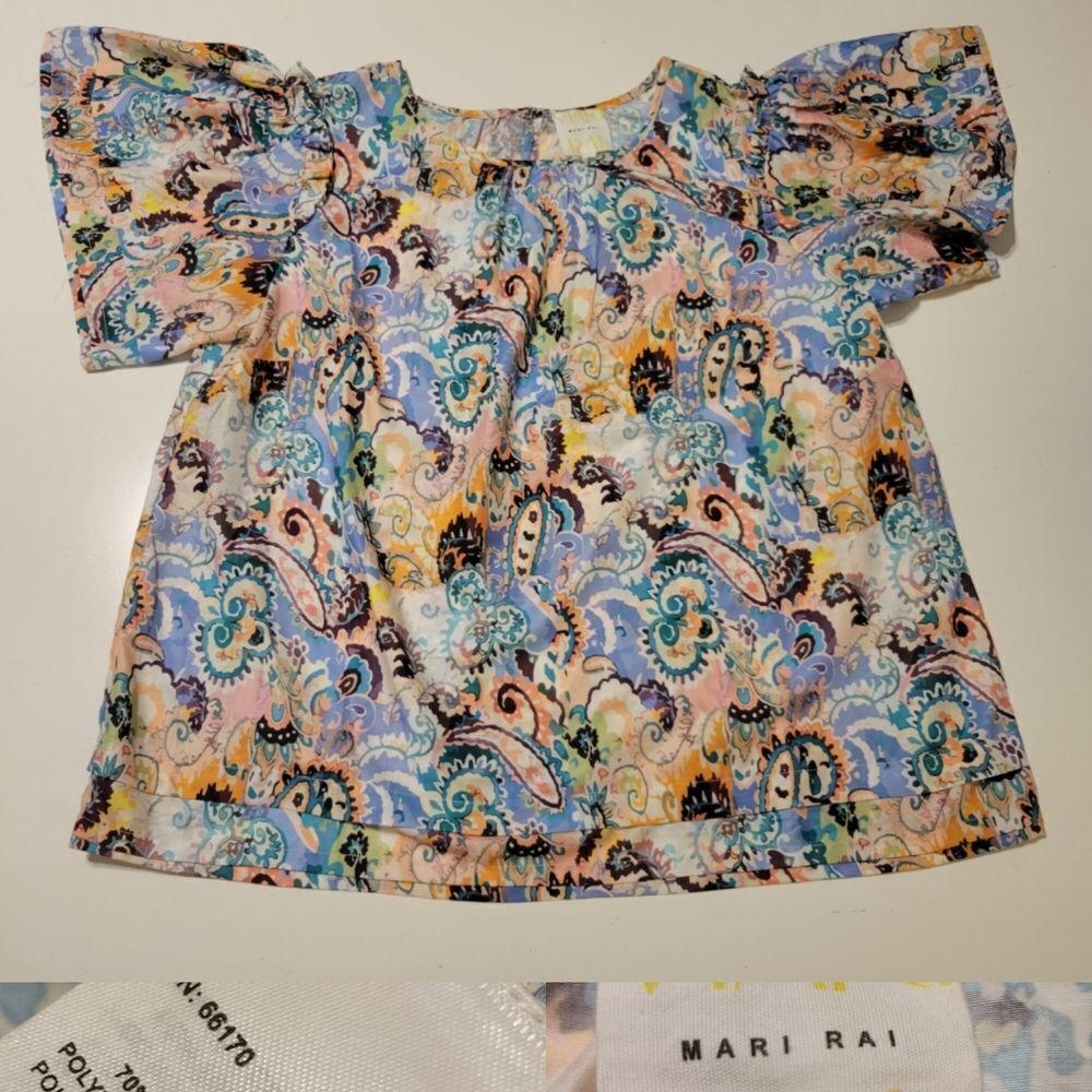 NEW 2X ANTHROPOLOGIE Mari Rai cotton poplin lightweight ruffle sleeve top NWT